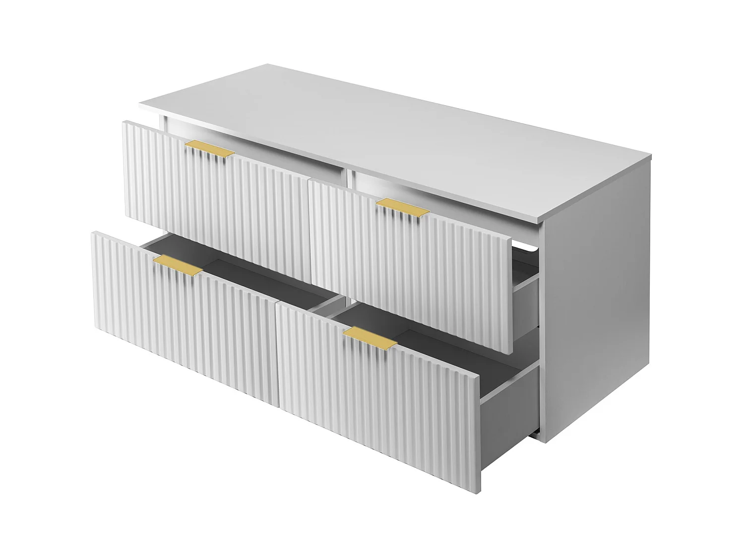 Mobile lavabo, Bianco, 120 (2 x 60) x 57 x 46 cm, maniglia oro + Piano