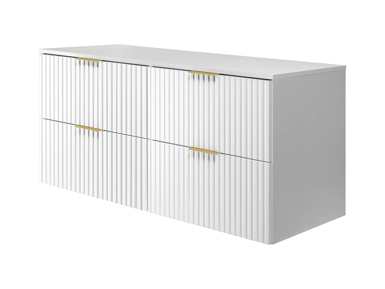 Meuble vasque, Blanc, 120 (2 x 60) x 57 x 46 cm, poignée dorée + Plan de travail