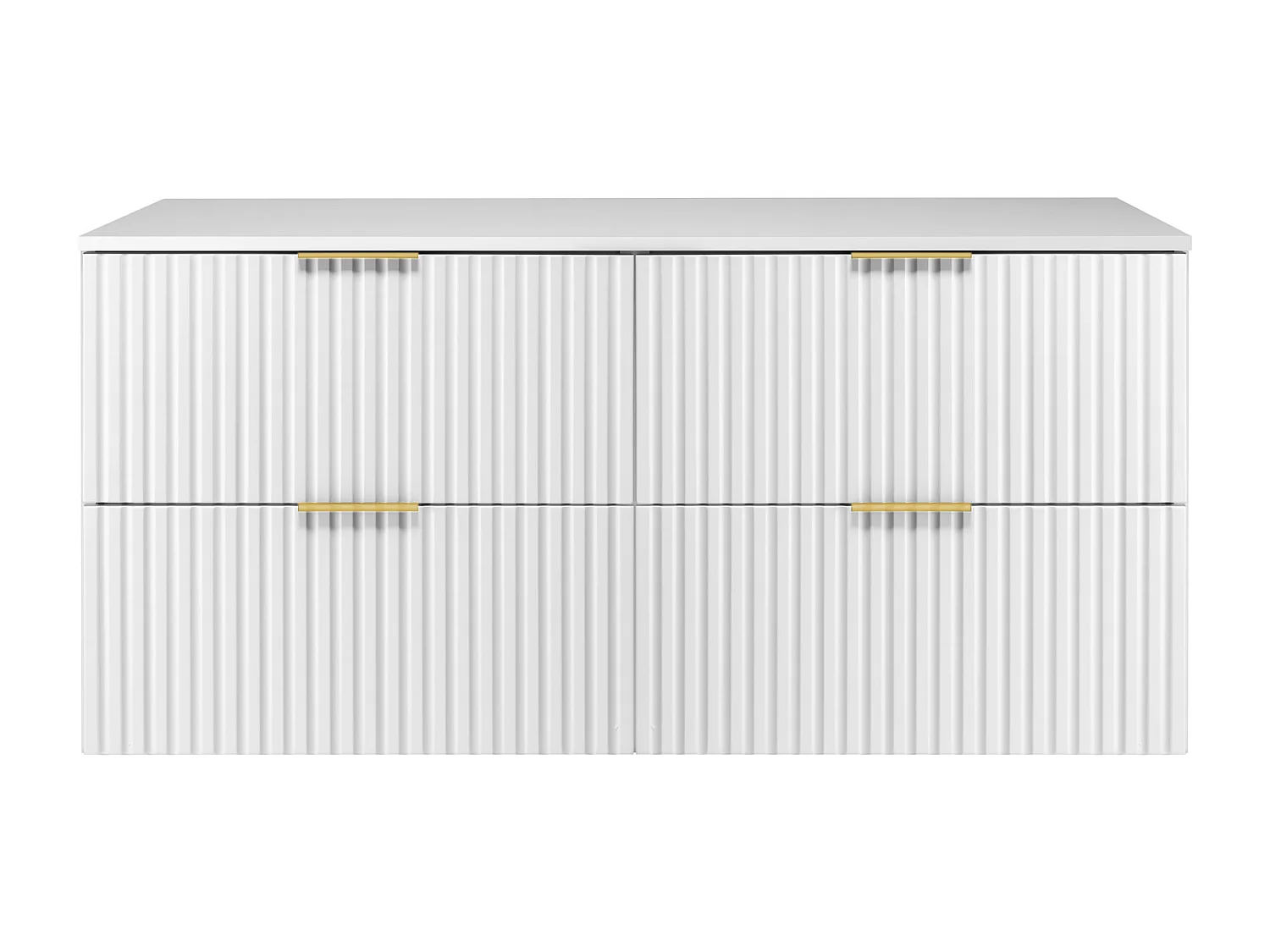 Meuble vasque, Blanc, 120 (2 x 60) x 57 x 46 cm, poignée dorée + Plan de travail