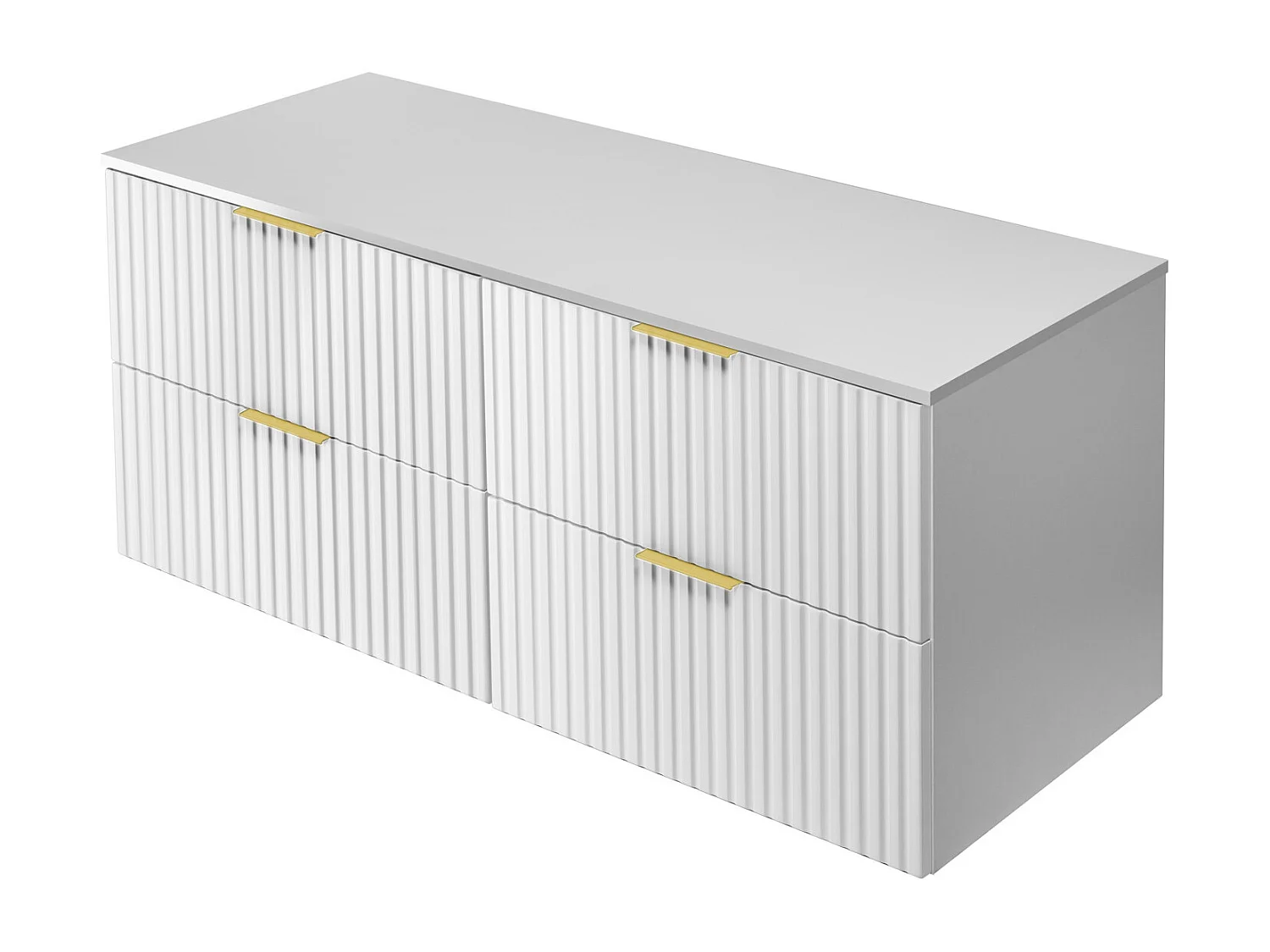 Meuble vasque, Blanc, 120 (2 x 60) x 57 x 46 cm, poignée dorée + Plan de travail