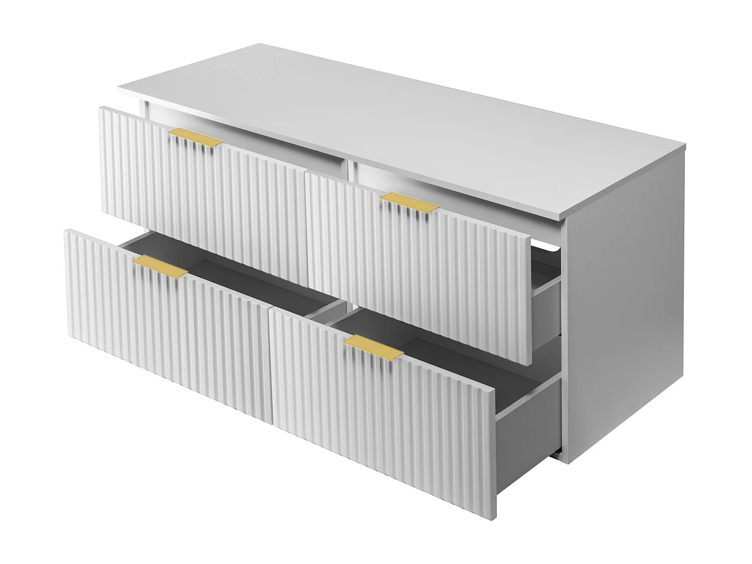 Meuble vasque, Blanc, 120 (2 x 60) x 57 x 46 cm, poignée dorée + Plan de travail