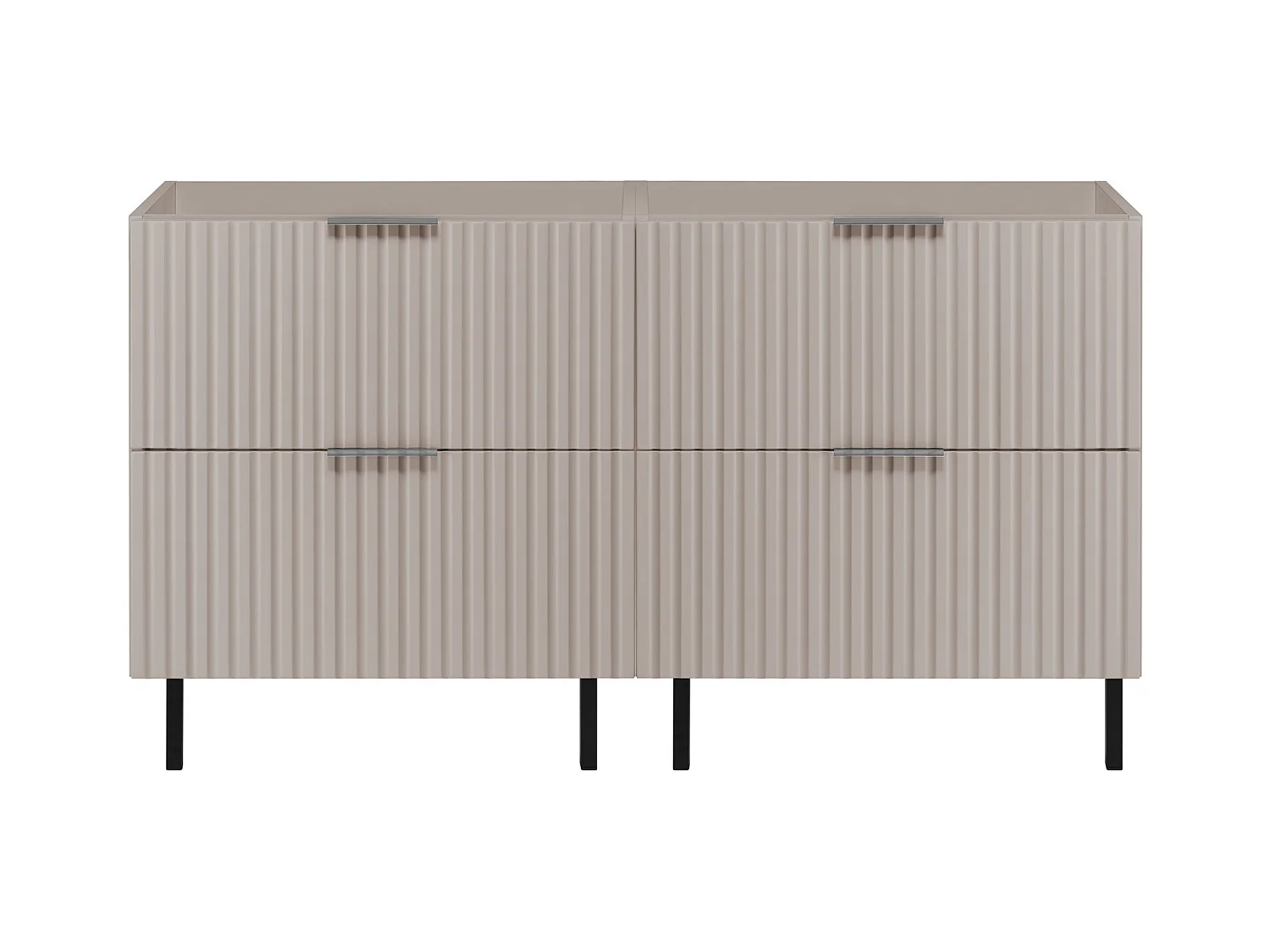 Waschbeckunterschrank, Kaschmir, 120 (2 x 60) x 77 x 46 cm, silberner Griff, schwarze Beine, ohne Top