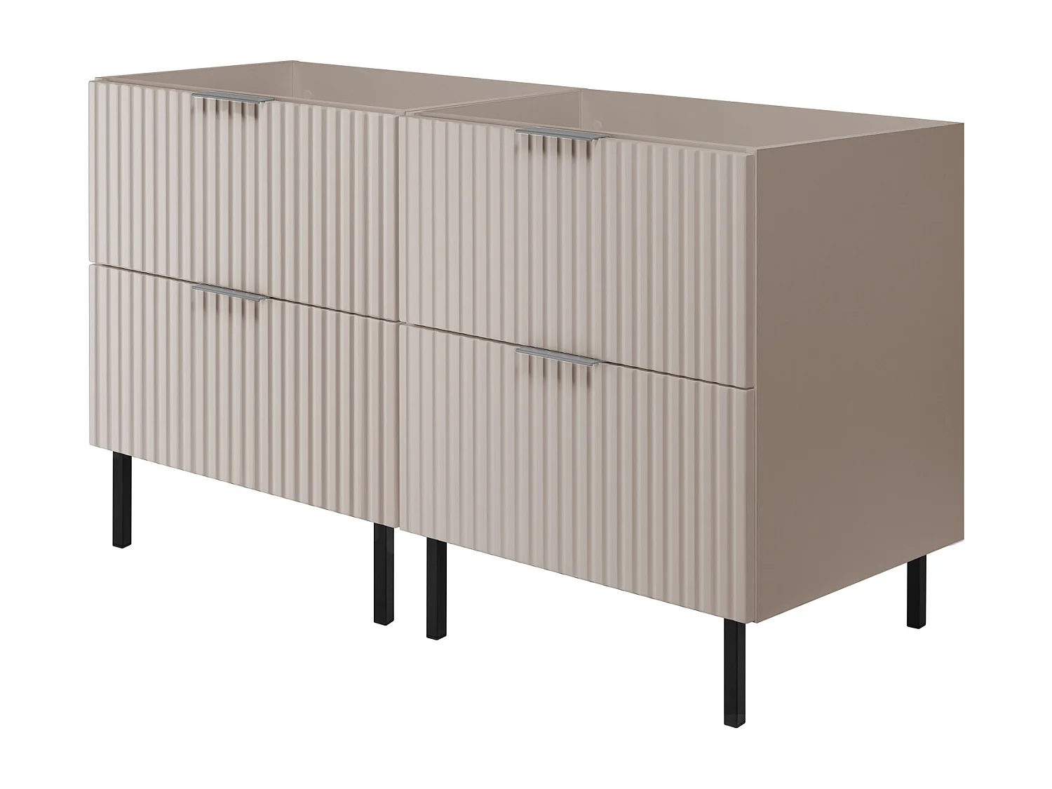 Szafka pod umywalkę, Kaszmir, 120 (2 x 60) x 77 x 46 cm, uchwyt srebrny, nogi czarne, bez blatu