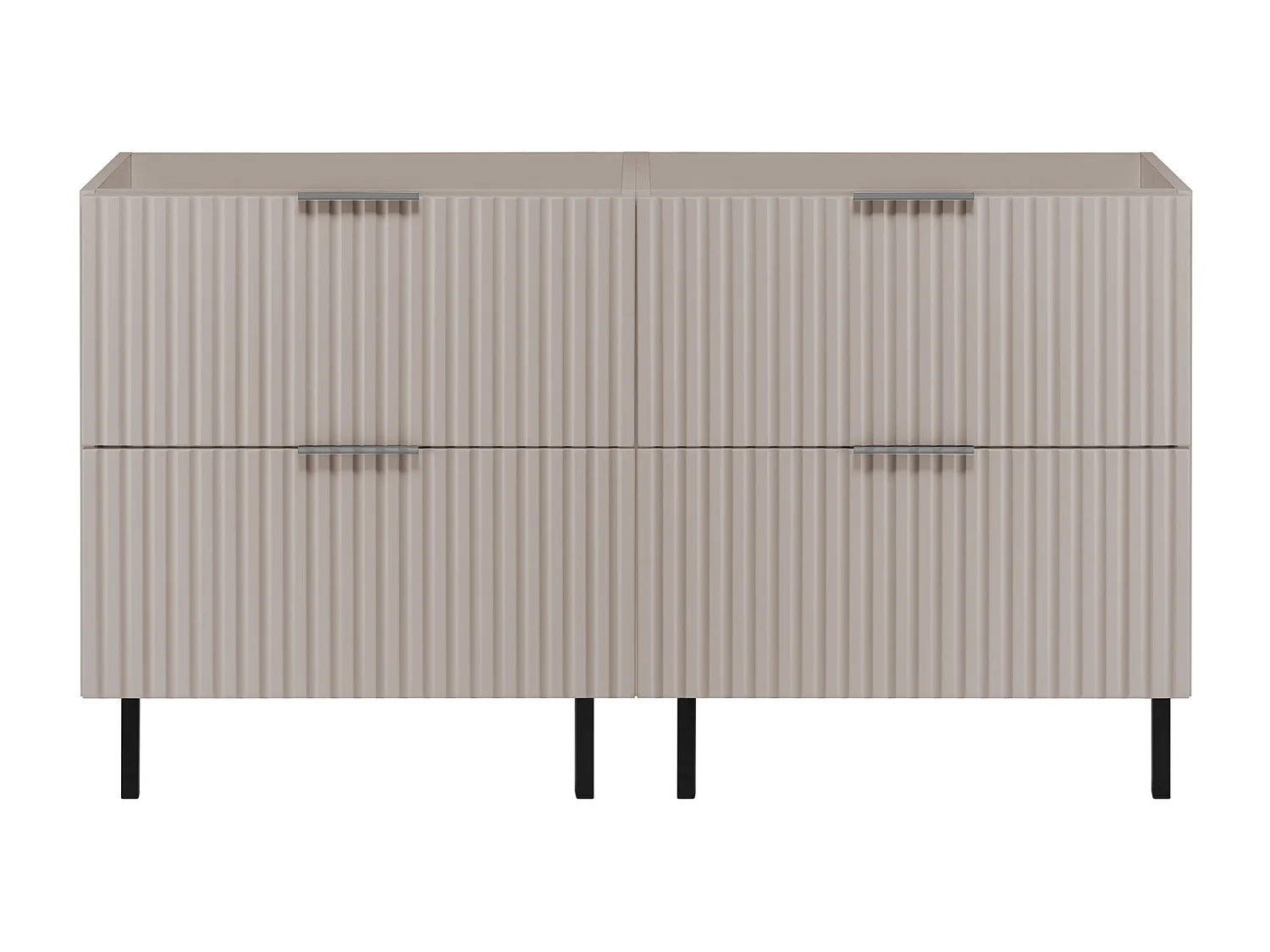 Szafka pod umywalkę, Kaszmir, 120 (2 x 60) x 77 x 46 cm, uchwyt srebrny, nogi czarne, bez blatu