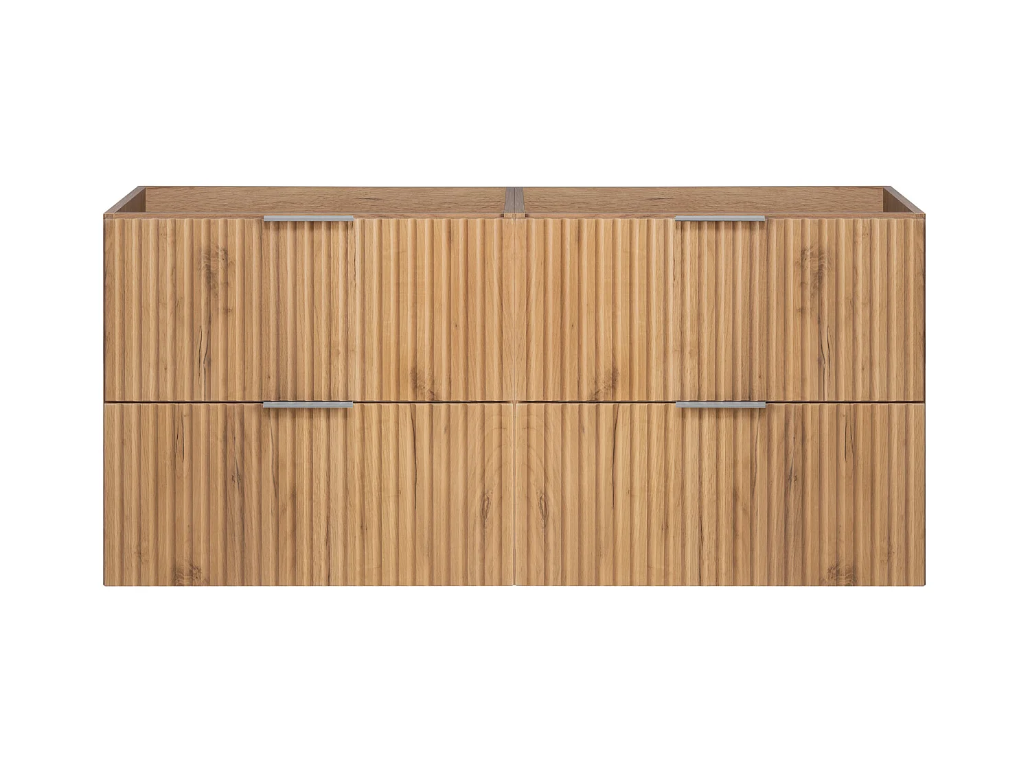 Meuble vasque, Chêne Craft, 120 (2 x 60) x 57 x 46 cm, poignée argentée, sans plateau