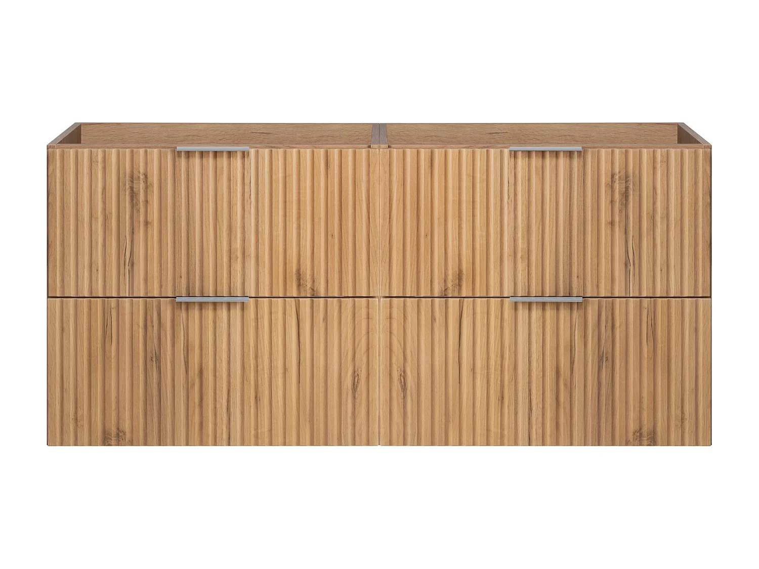 Meuble vasque, Chêne Craft, 120 (2 x 60) x 57 x 46 cm, poignée argentée, sans plateau