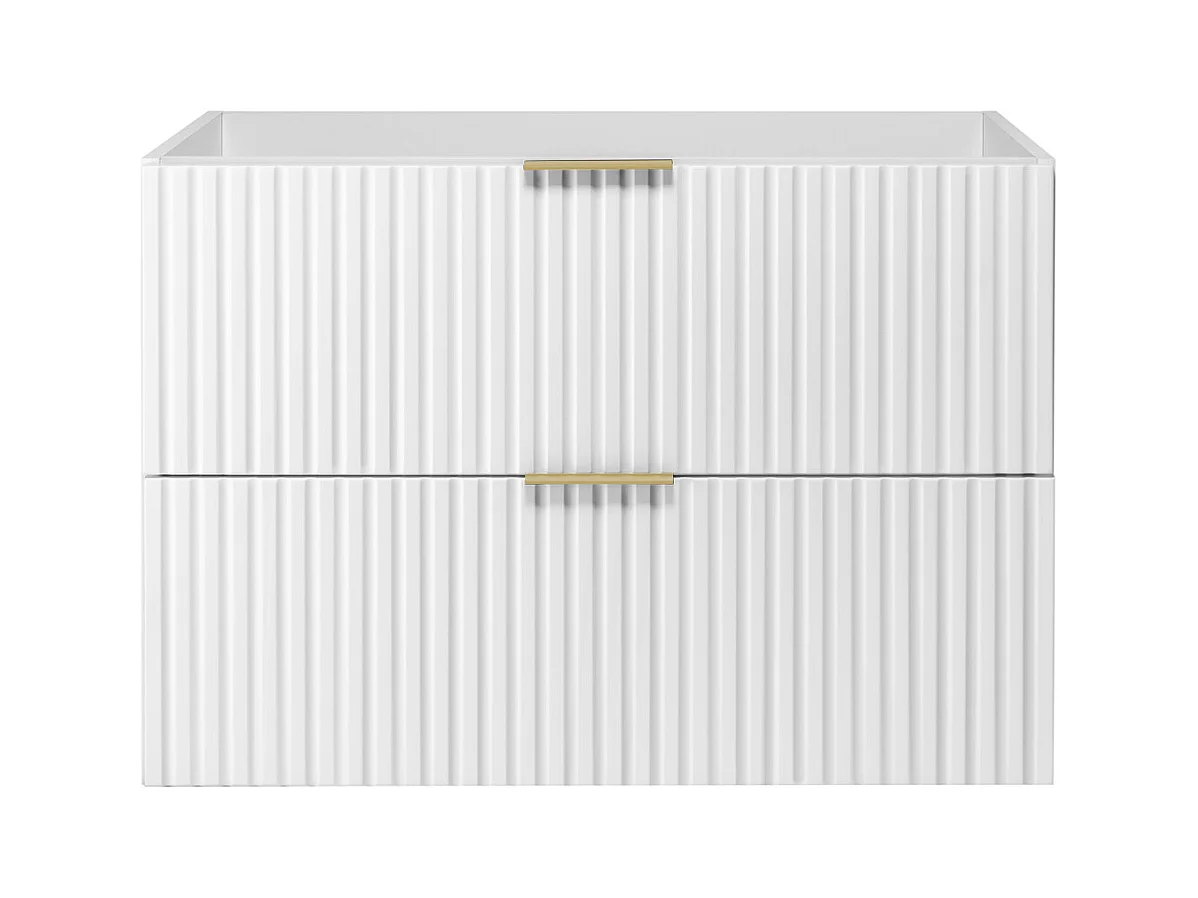 Meuble vasque, Blanc, 80 x 57 x 46 cm, poignée dorée, sans plateau