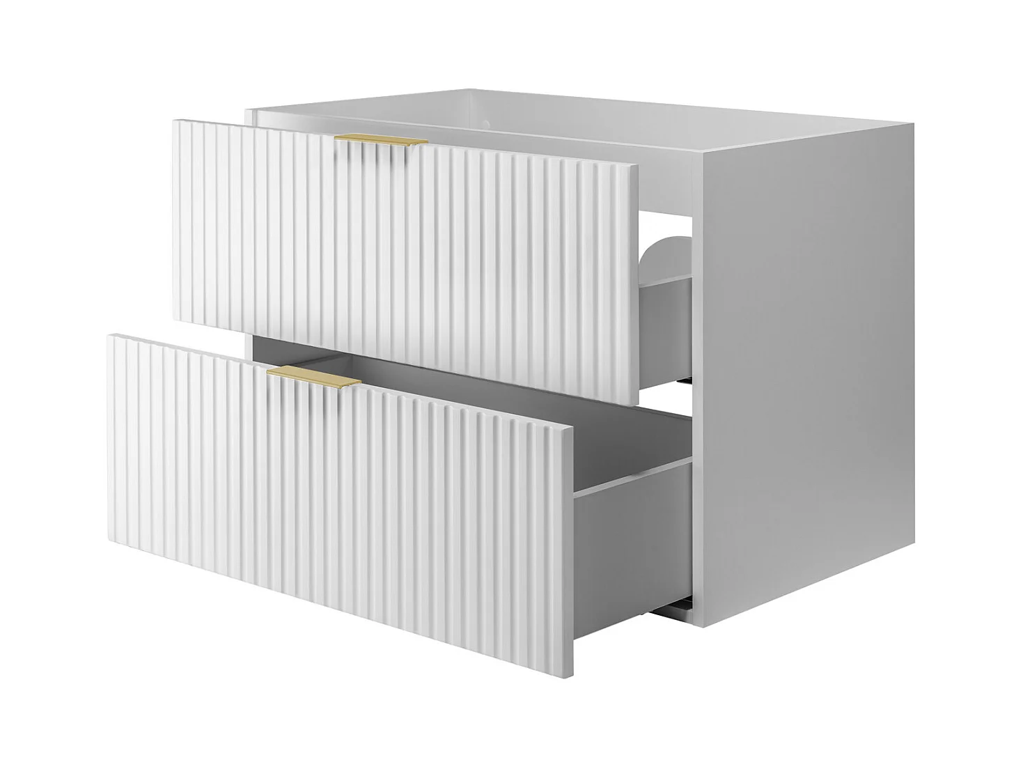 Meuble vasque, Blanc, 80 x 57 x 46 cm, poignée dorée, sans plateau