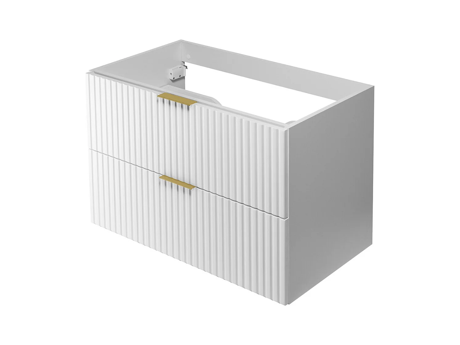 Meuble vasque, Blanc, 80 x 57 x 46 cm, poignée dorée, sans plateau