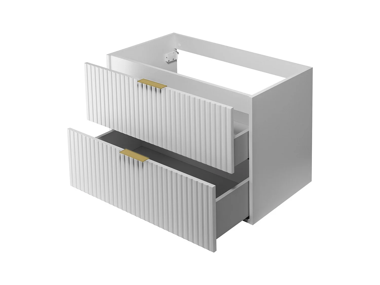 Meuble vasque, Blanc, 80 x 57 x 46 cm, poignée dorée, sans plateau