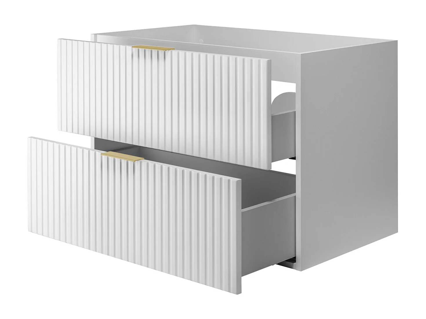 Waschbeckunterschrank, Weiß, 80 x 57 x 46 cm, Griff Gold, ohne Arbeitsplatte