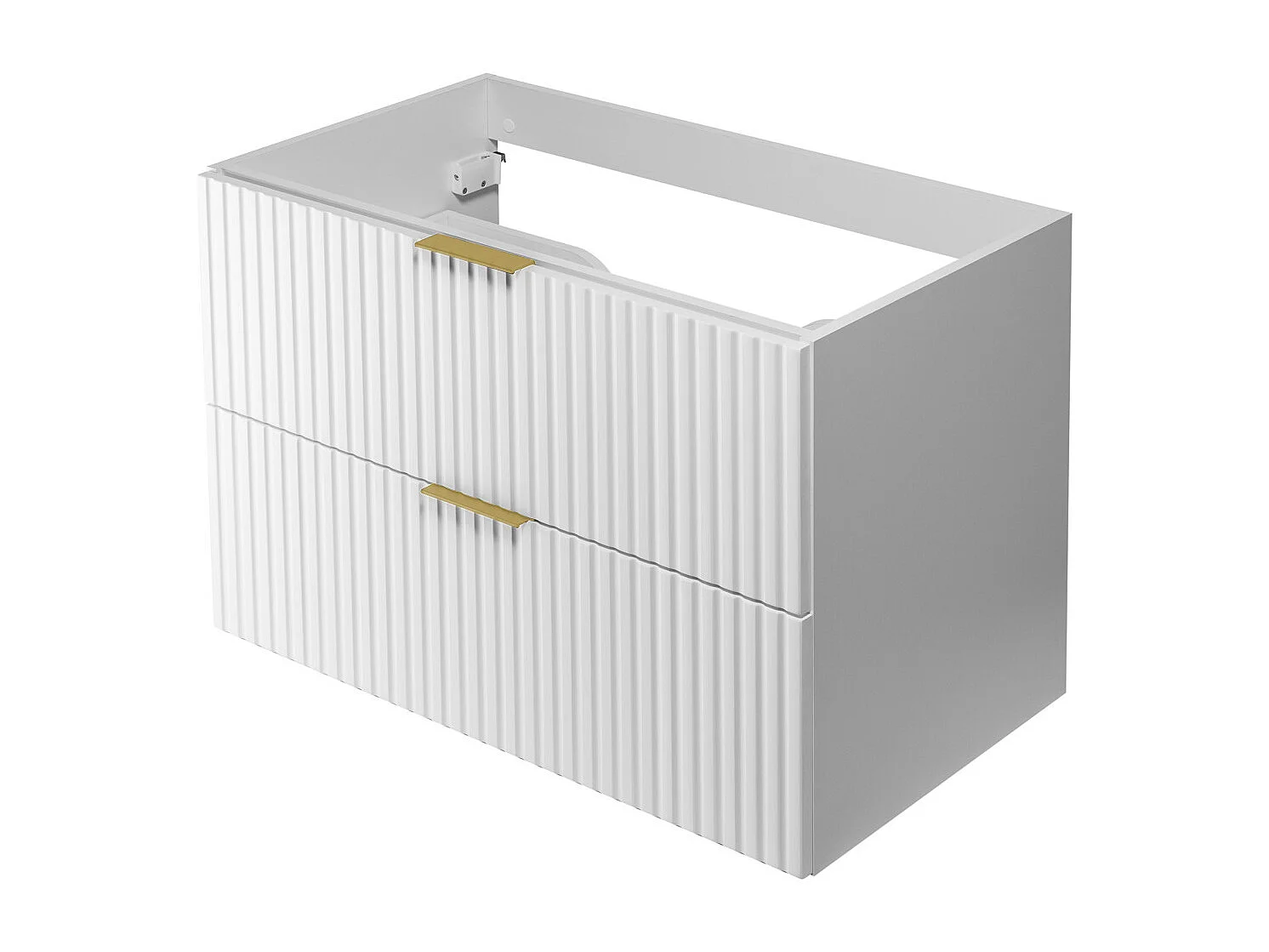 Waschbeckunterschrank, Weiß, 80 x 57 x 46 cm, Griff Gold, ohne Arbeitsplatte