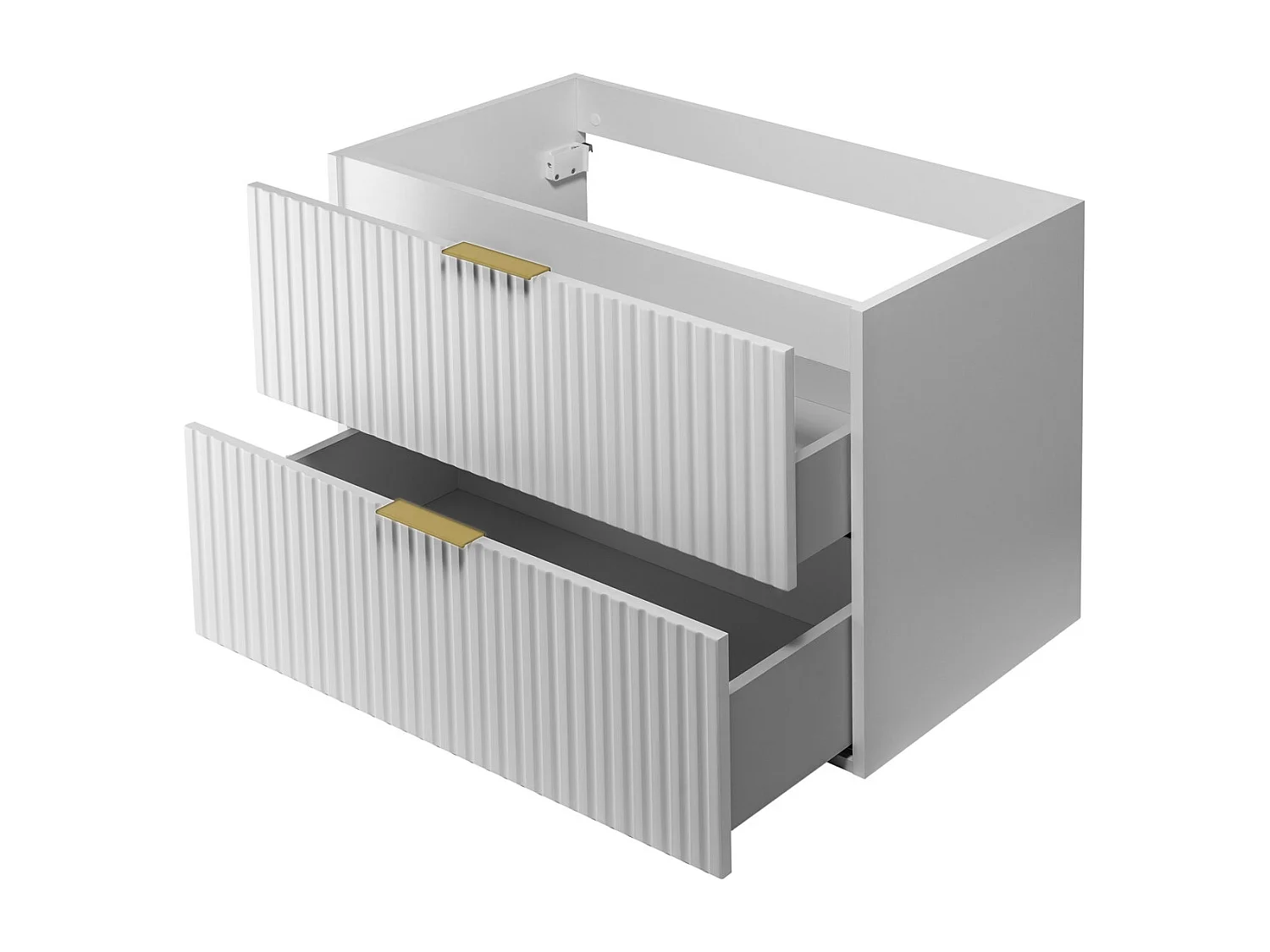 Waschbeckunterschrank, Weiß, 80 x 57 x 46 cm, Griff Gold, ohne Arbeitsplatte