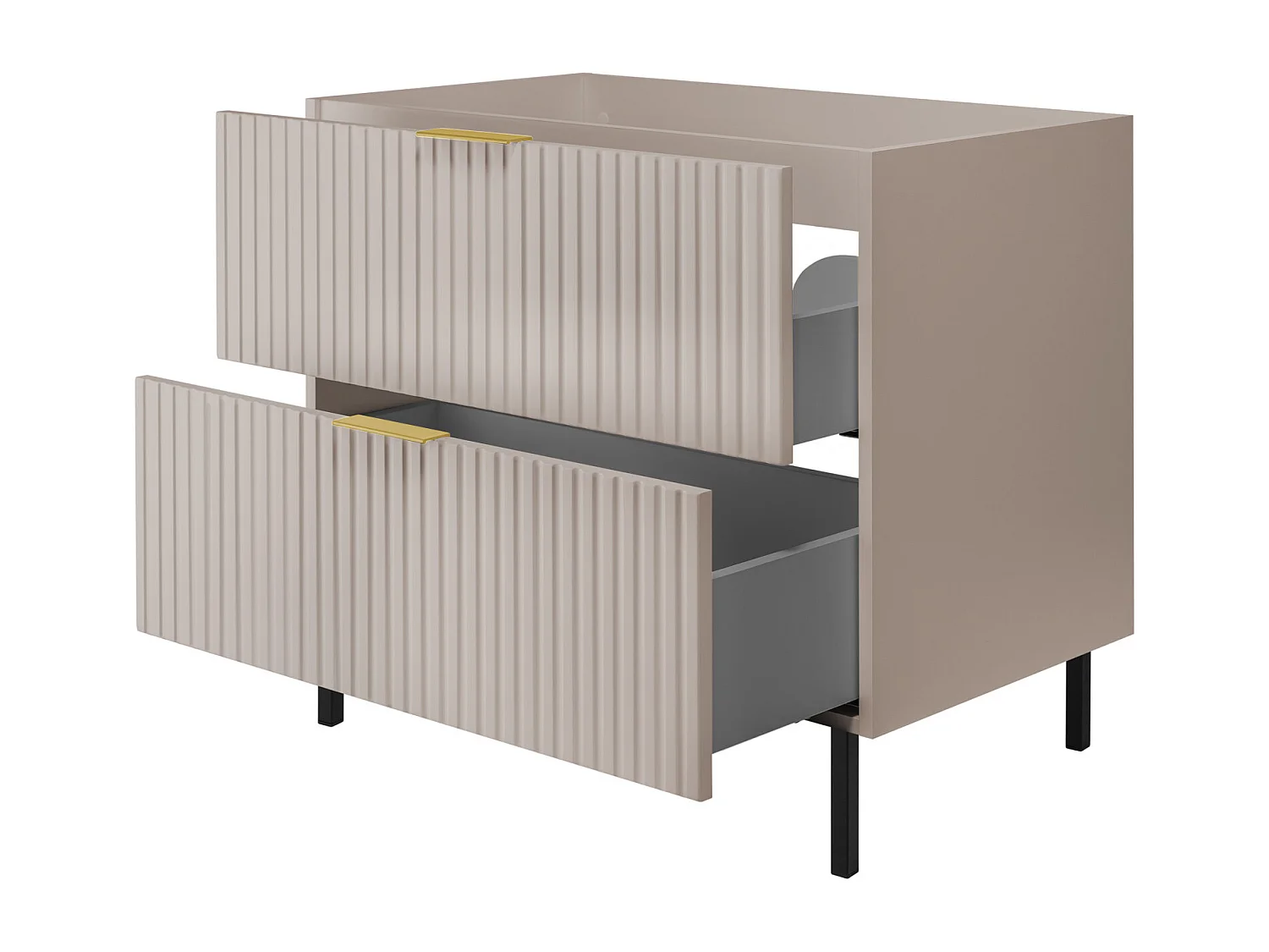 Mueble de lavabo, Cachemira, 80 x 77 x 46 cm, tirador dorado, patas Negros, sin encimera