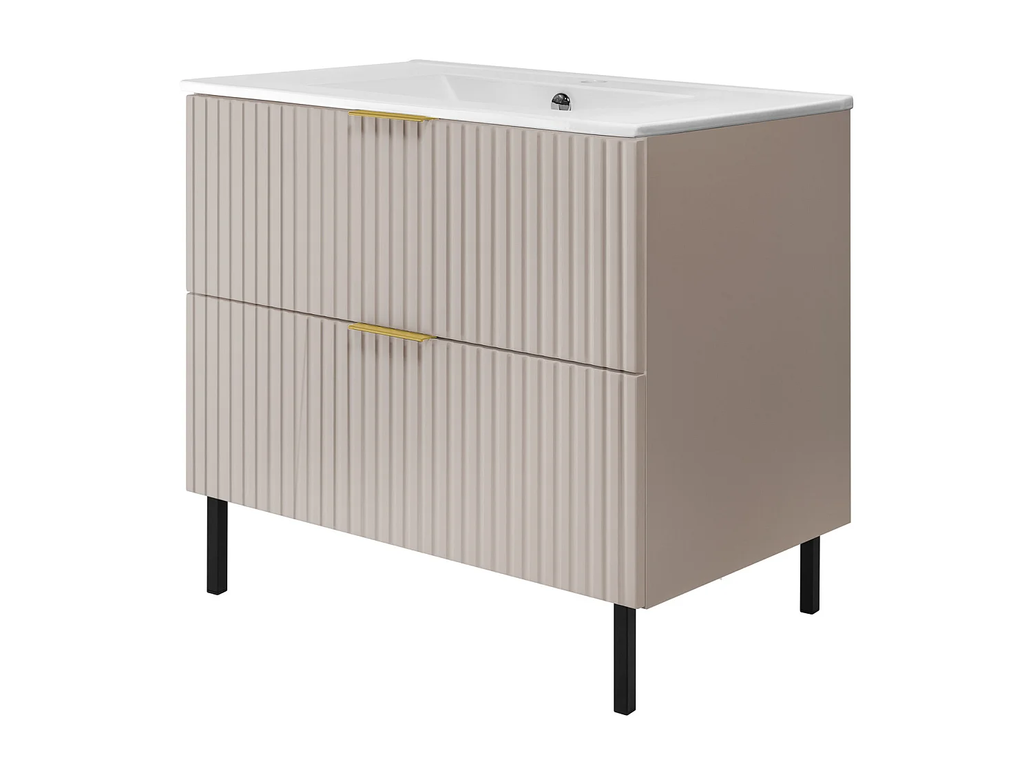 Mueble de lavabo, Cachemira, 80 x 77 x 46 cm, tirador dorado, patas Negros, sin encimera