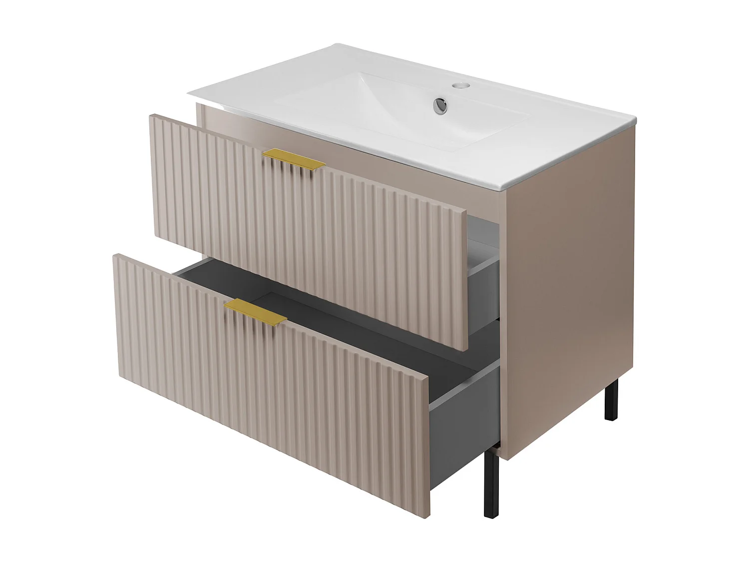 Mueble de lavabo, Cachemira, 80 x 77 x 46 cm, tirador dorado, patas Negros, sin encimera