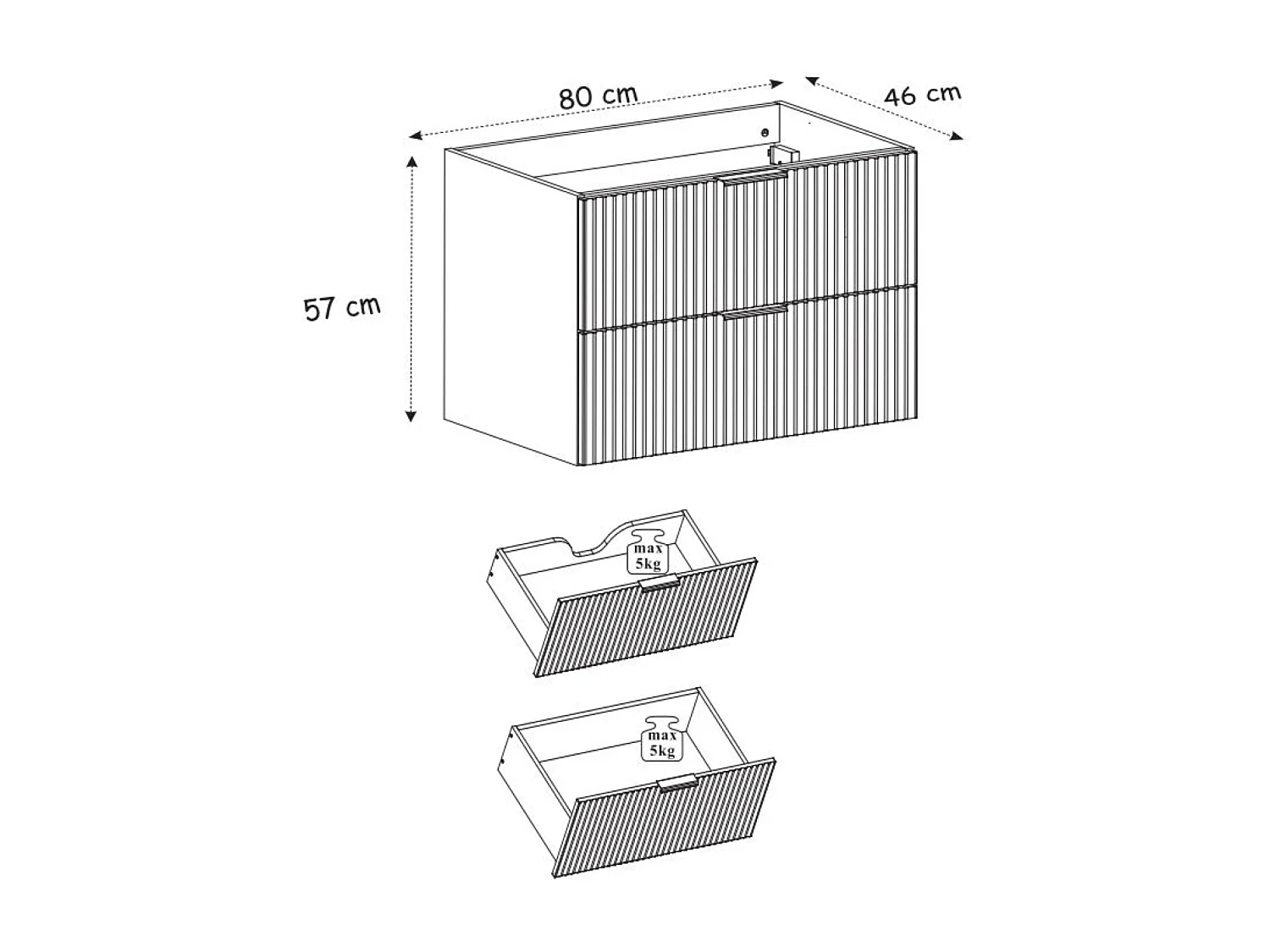 Mueble de lavabo, Cachemira, 80 x 77 x 46 cm, tirador dorado, patas Negros, sin encimera