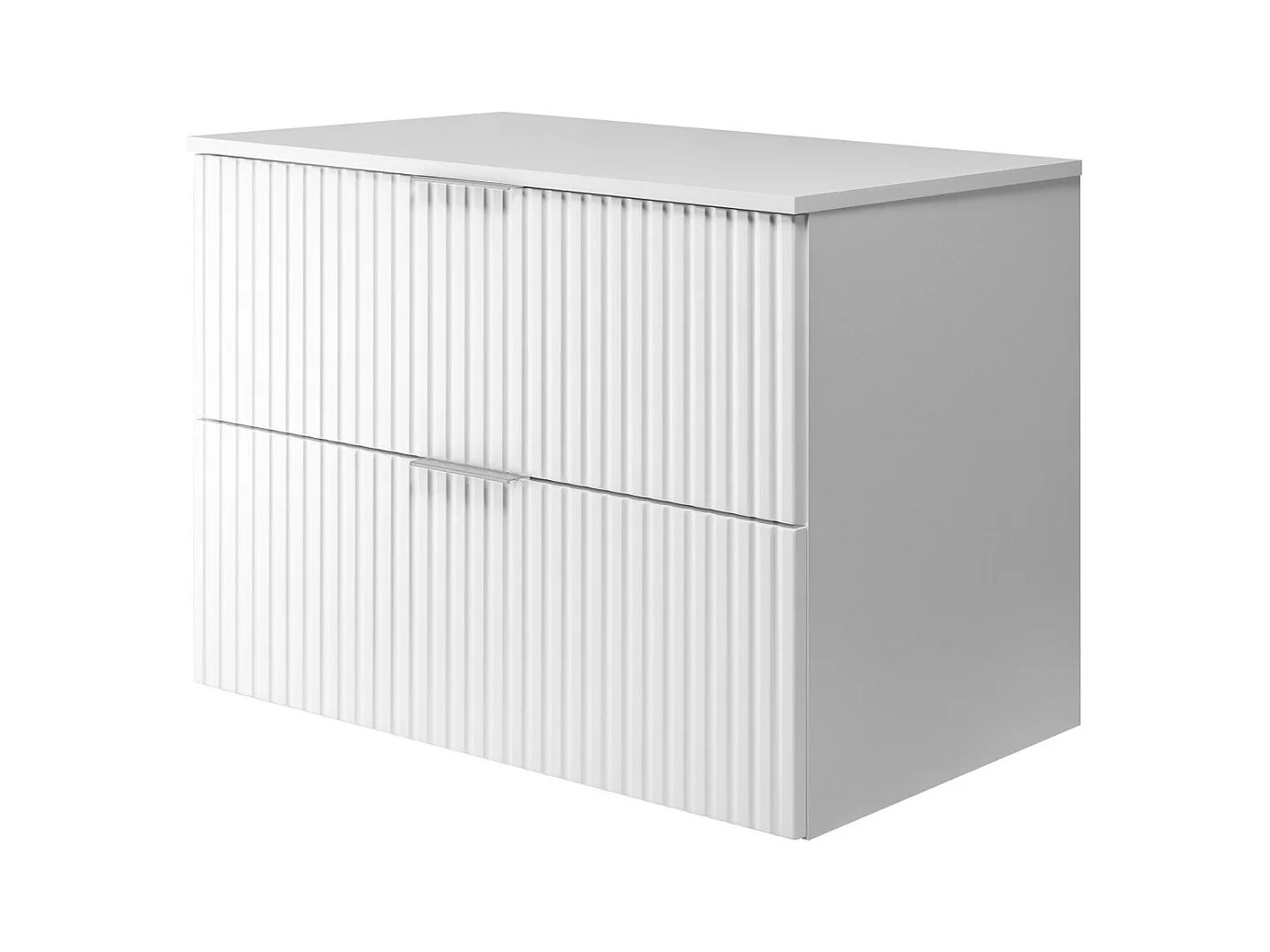 Meuble vasque, Blanc, 80 x 57 x 46 cm, poignée argentée + Plan de travail