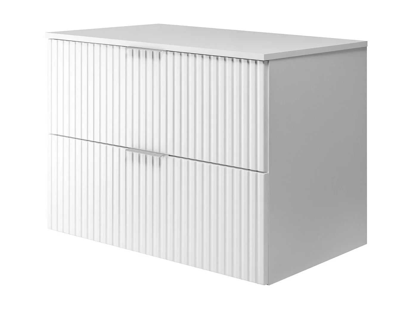 Meuble vasque, Blanc, 80 x 57 x 46 cm, poignée argentée + Plan de travail