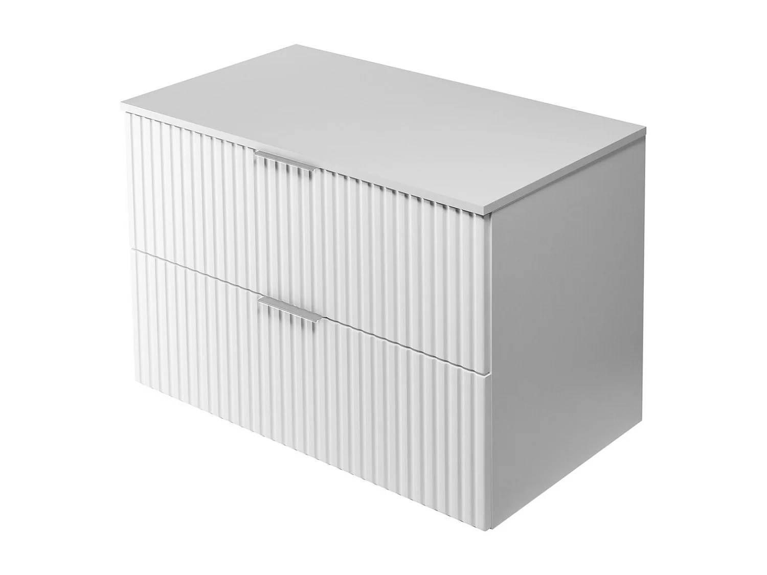 Meuble vasque, Blanc, 80 x 57 x 46 cm, poignée argentée + Plan de travail