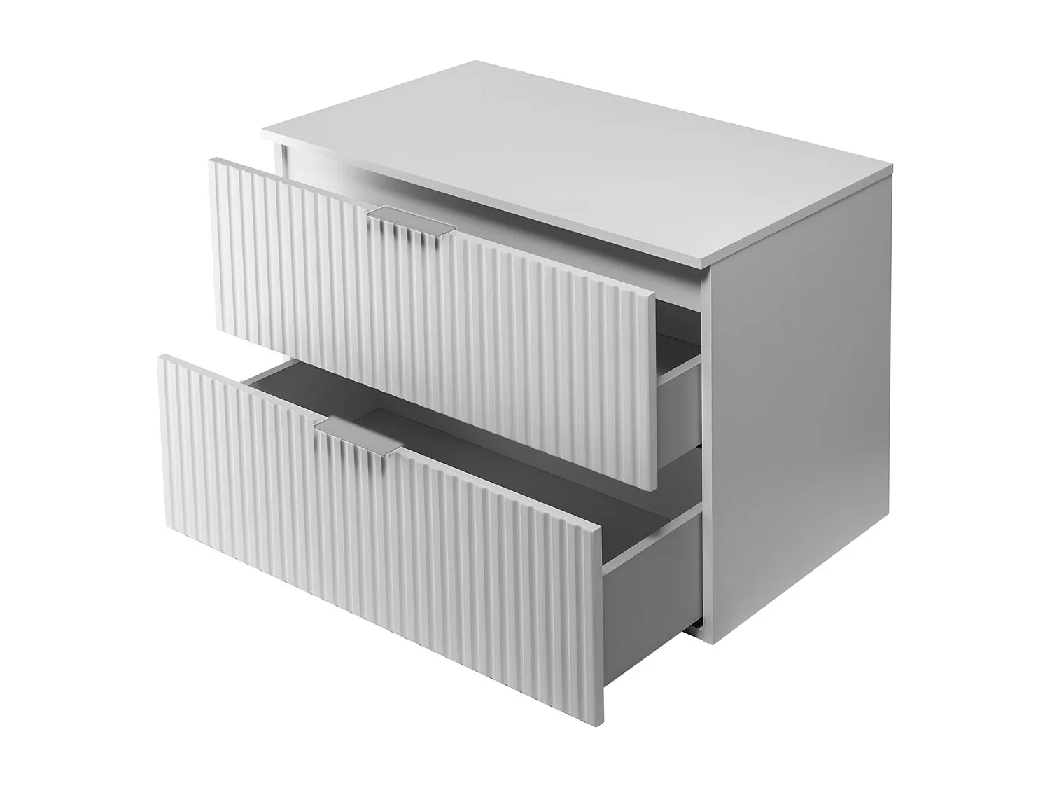 Meuble vasque, Blanc, 80 x 57 x 46 cm, poignée argentée + Plan de travail