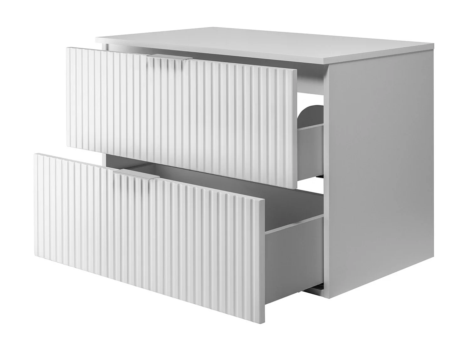 Meuble vasque, Blanc, 80 x 57 x 46 cm, poignée argentée + Plan de travail