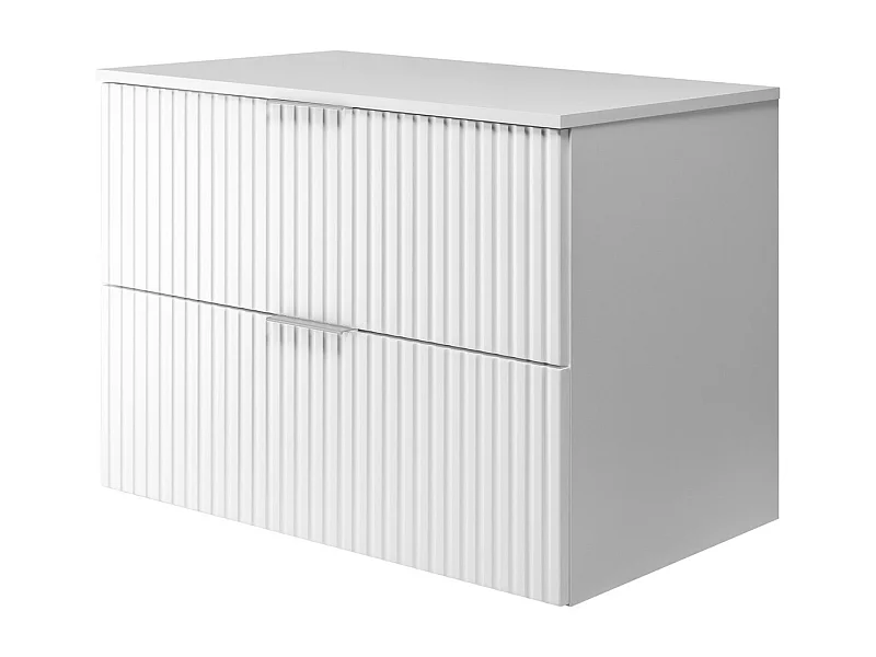 Meuble vasque, Blanc, 80 x 57 x 46 cm, poignée argentée + Plan de travail