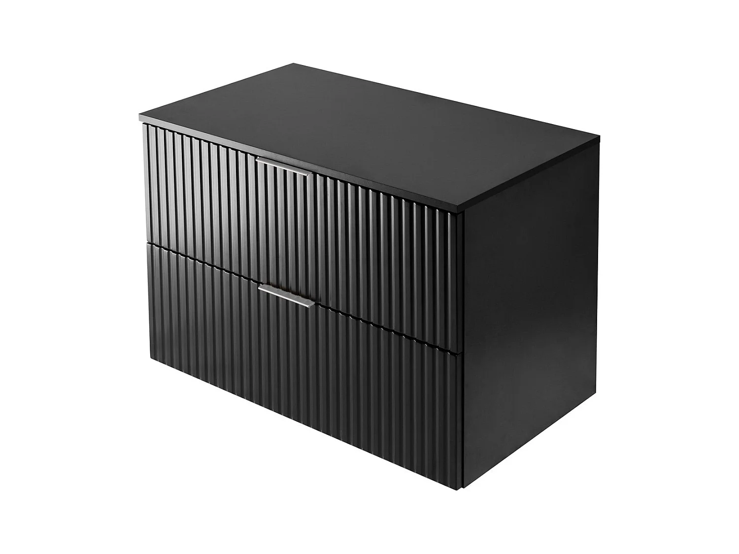 Meuble vasque, Noir, 80 x 57 x 46 cm, poignée argentée + Plan de travail