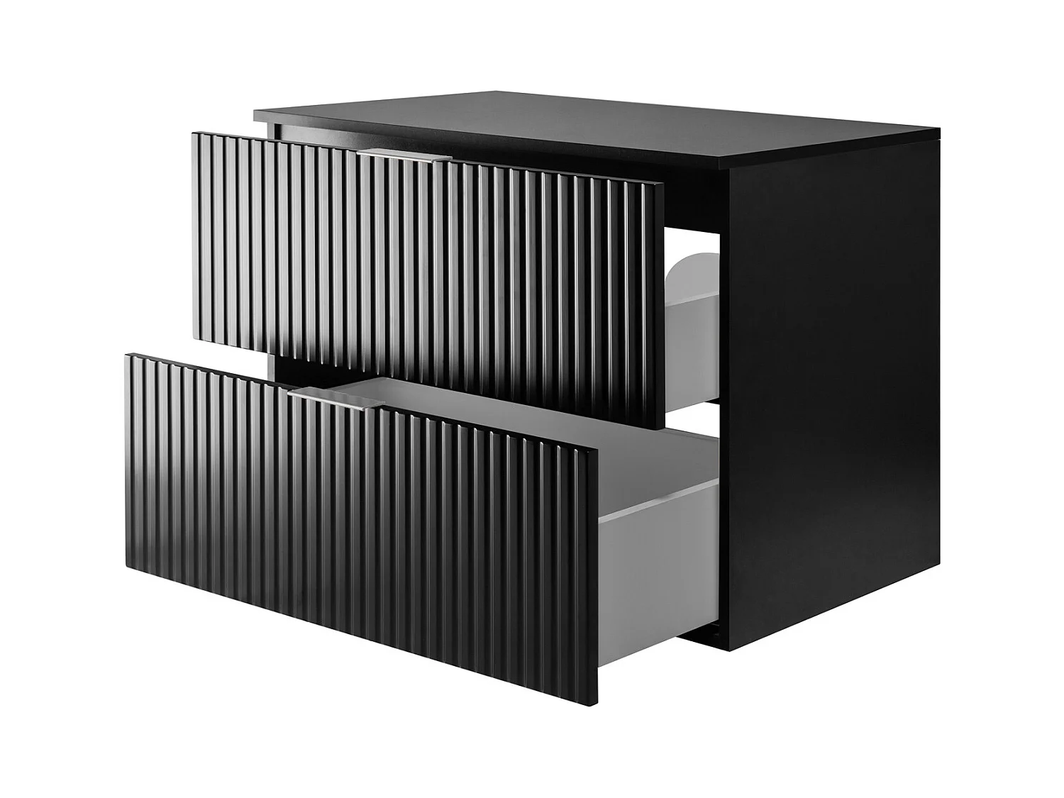 Meuble vasque, Noir, 80 x 57 x 46 cm, poignée argentée + Plan de travail