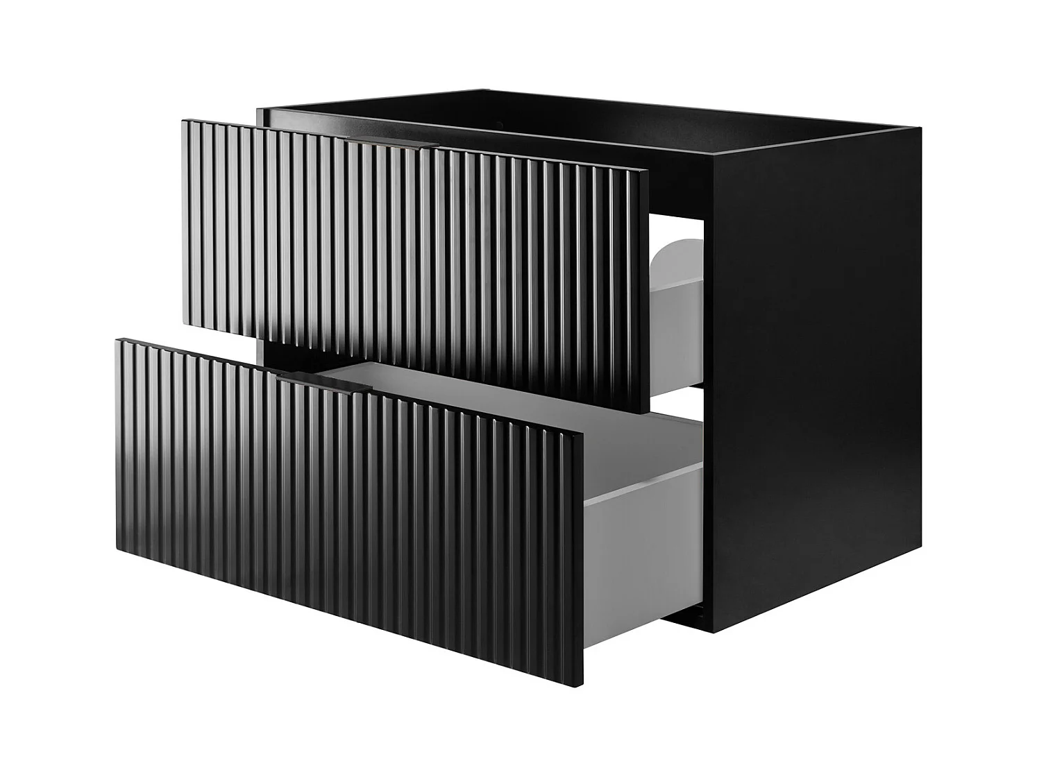 Waschbeckunterschrank, Schwarz, 80 x 57 x 46 cm, schwarzer Griff, ohne Arbeitsplatte