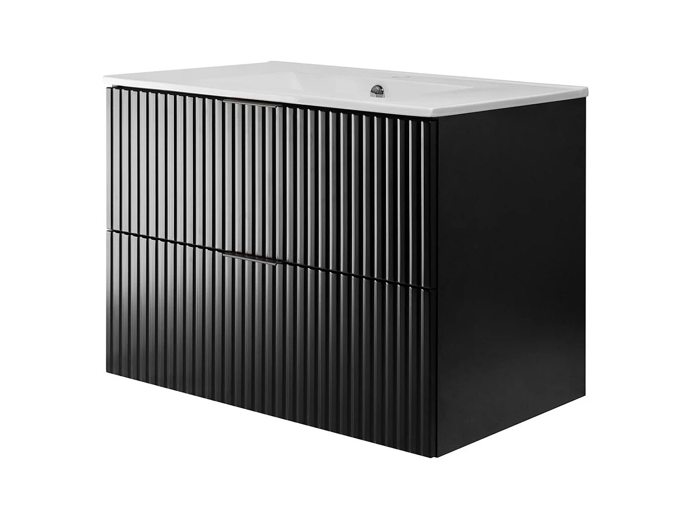 Waschbeckunterschrank, Schwarz, 80 x 57 x 46 cm, schwarzer Griff, ohne Arbeitsplatte