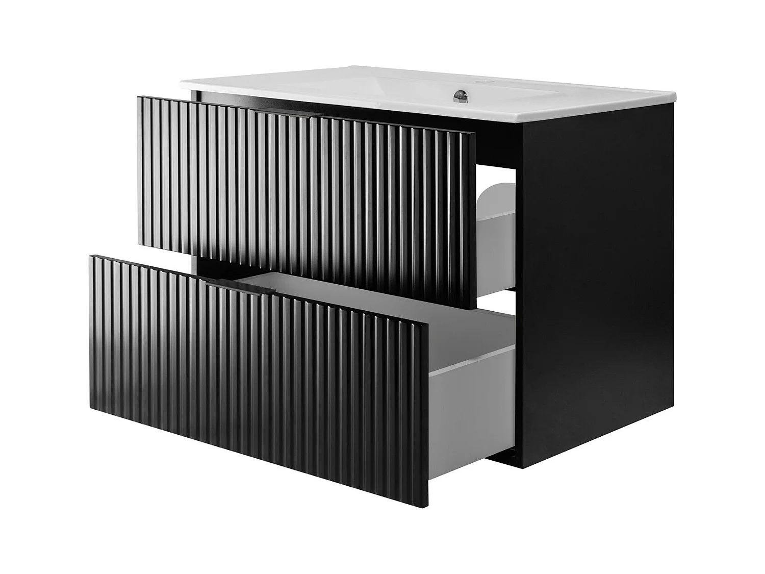 Waschbeckunterschrank, Schwarz, 80 x 57 x 46 cm, schwarzer Griff, ohne Arbeitsplatte