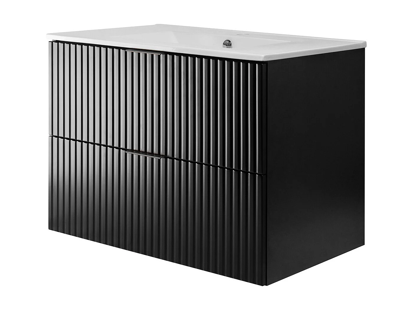 Meuble vasque, Noir, 80 x 57 x 46 cm, poignée noire, sans plateau