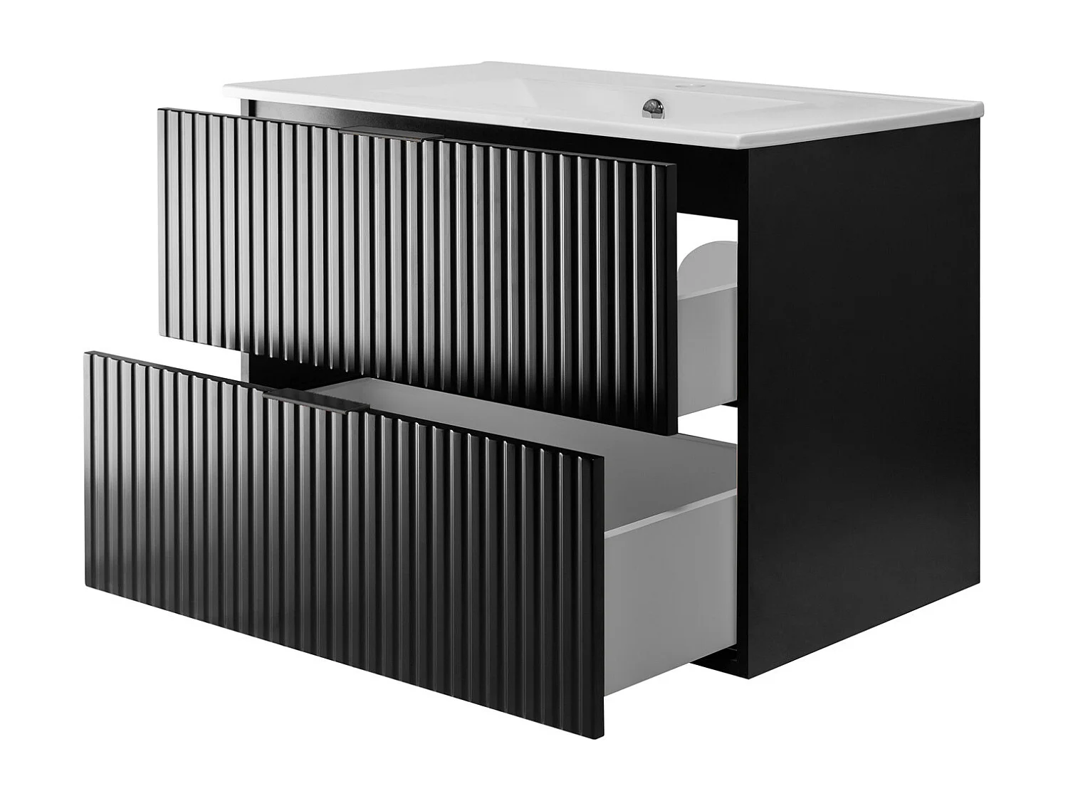 Meuble vasque, Noir, 80 x 57 x 46 cm, poignée noire, sans plateau