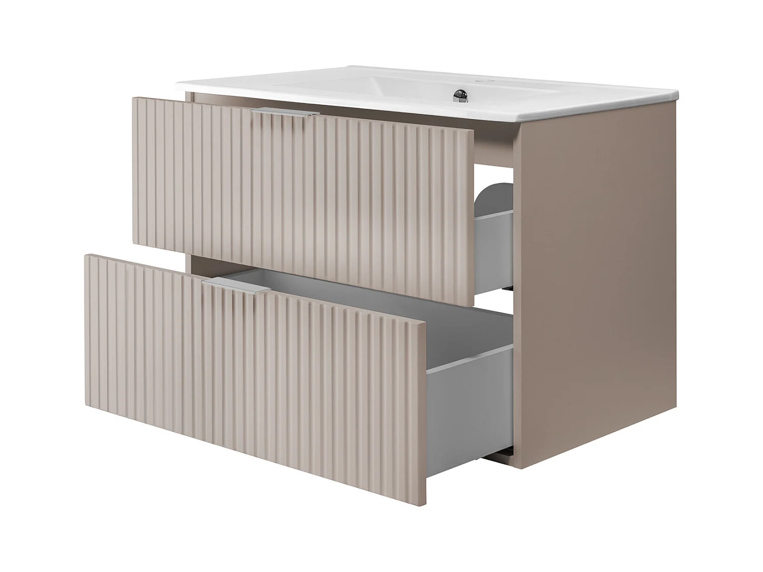Wastafelmeubel, Kasjmier, 80 x 57 x 46 cm, zilveren greep, zonder deksel