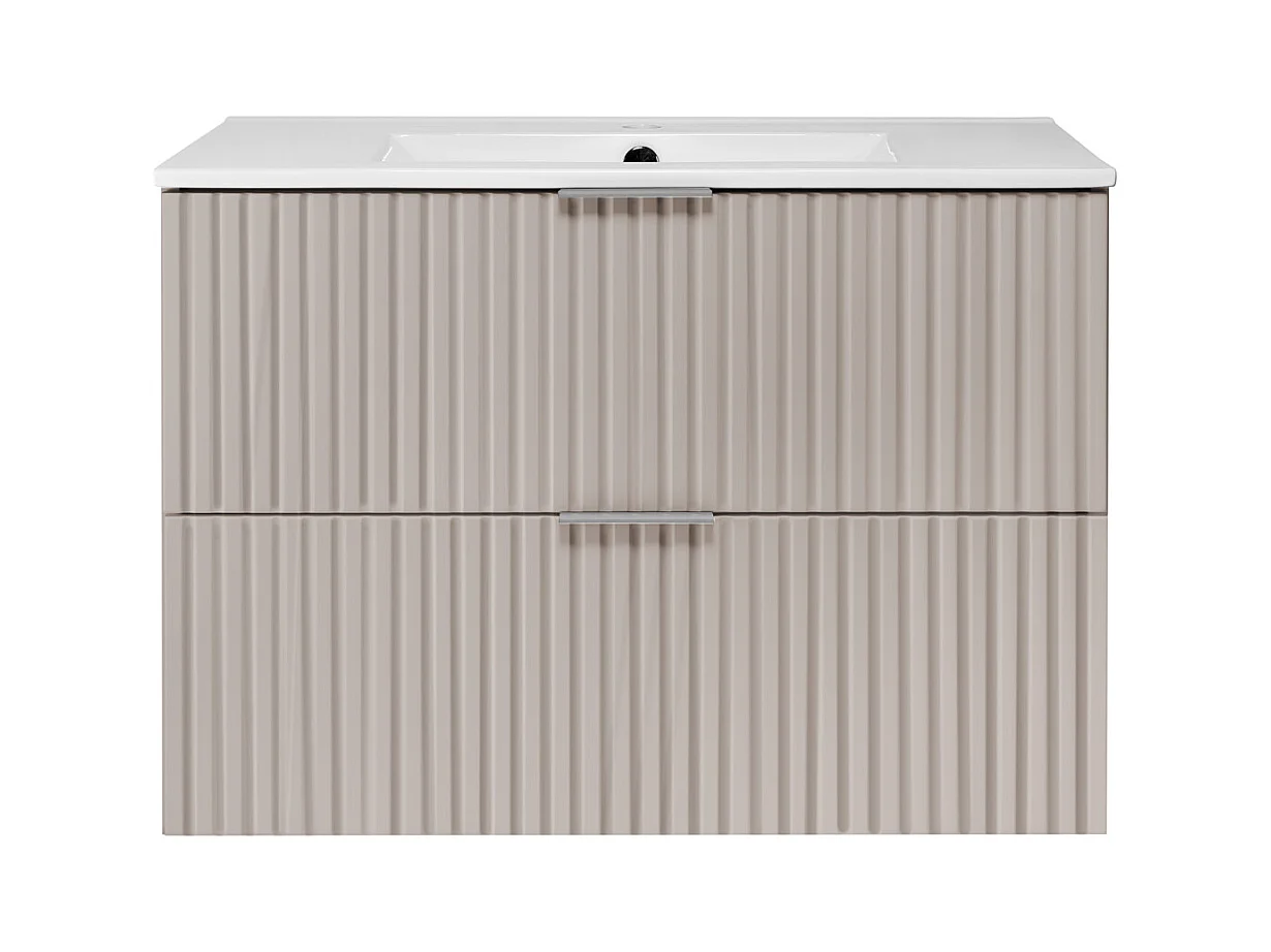 Wastafelmeubel, Kasjmier, 80 x 57 x 46 cm, zilveren greep, zonder deksel