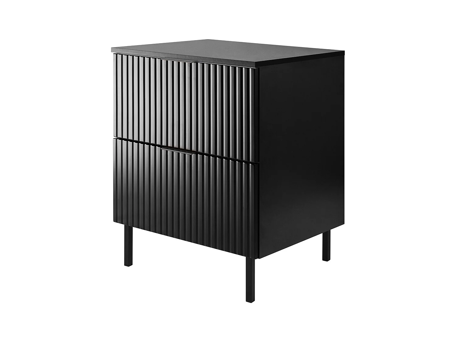 Waschbeckunterschrank, Schwarz, 60 x 77 x 46 cm, schwarzer Griff, schwarze Beine + Arbeitsplatte