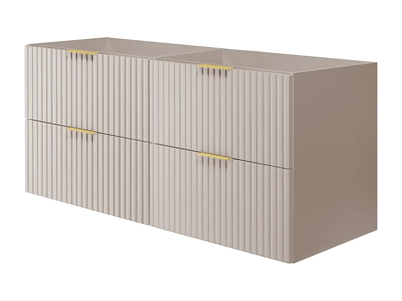 Wastafelmeubel, Kasjmier, 120 (2 x 60) x 57 x 46 cm, gouden greep, zonder bovenblad