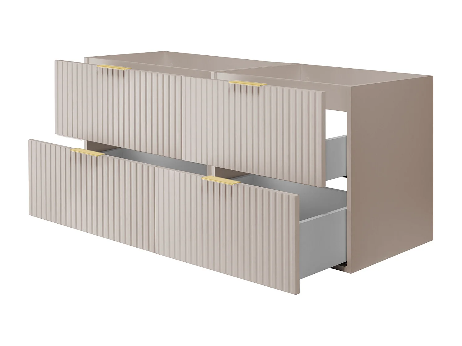 Meuble vasque, Cachemire, 120 (2 x 60) x 57 x 46 cm, poignée dorée, sans plateau