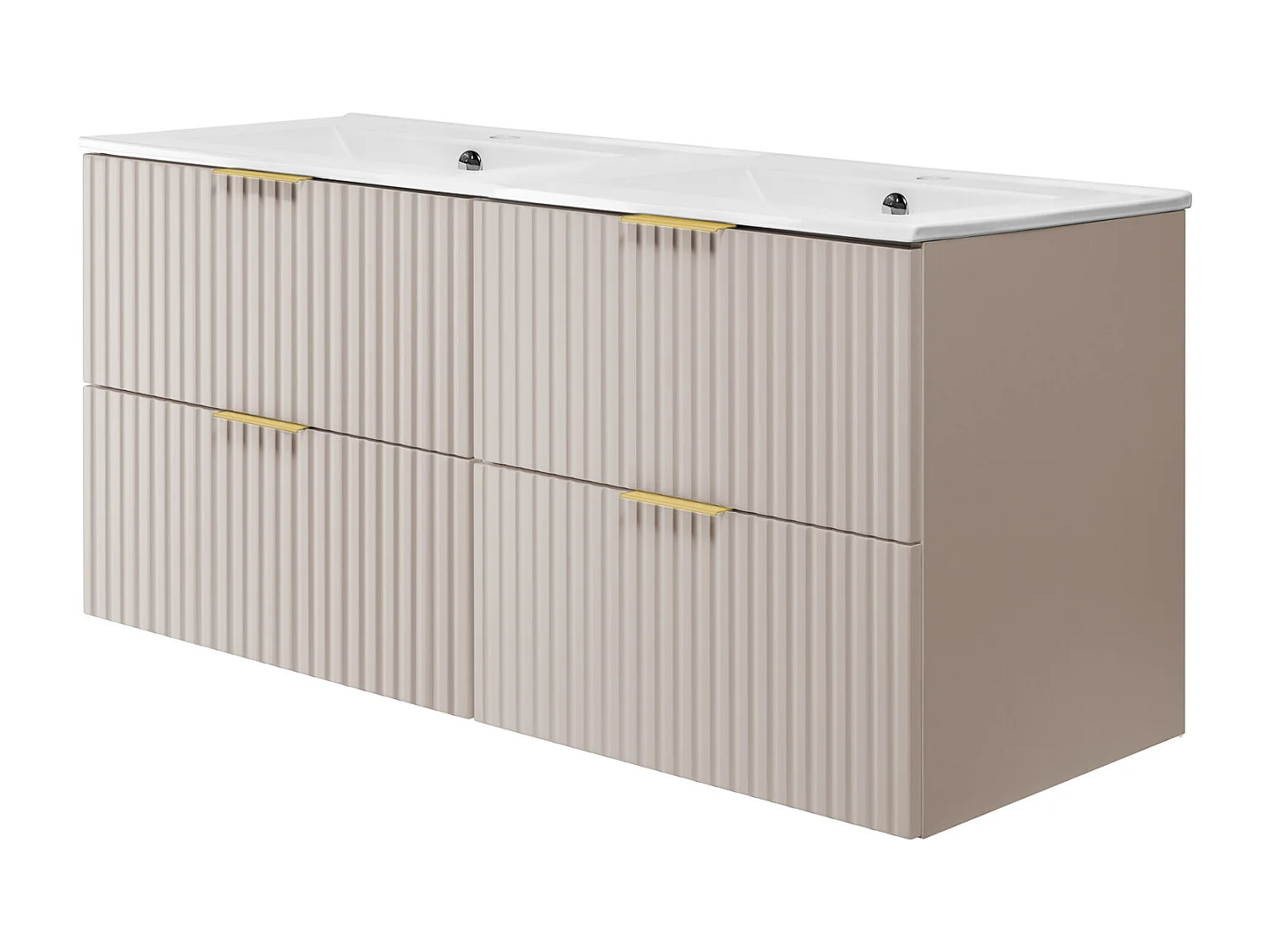 Meuble vasque, Cachemire, 120 (2 x 60) x 57 x 46 cm, poignée dorée, sans plateau