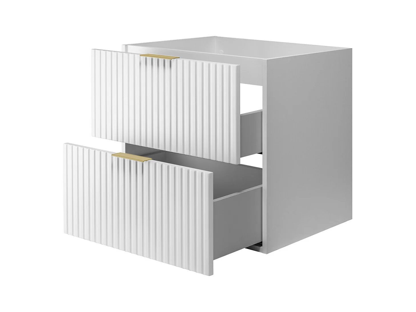 Waschbeckunterschrank, Weiß, 60 x 57 x 46 cm, Griff Gold, ohne Arbeitsplatte