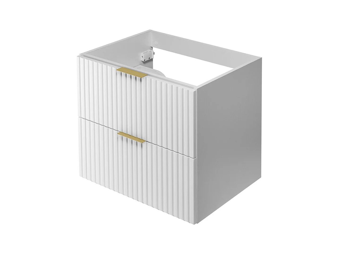 Waschbeckunterschrank, Weiß, 60 x 57 x 46 cm, Griff Gold, ohne Arbeitsplatte