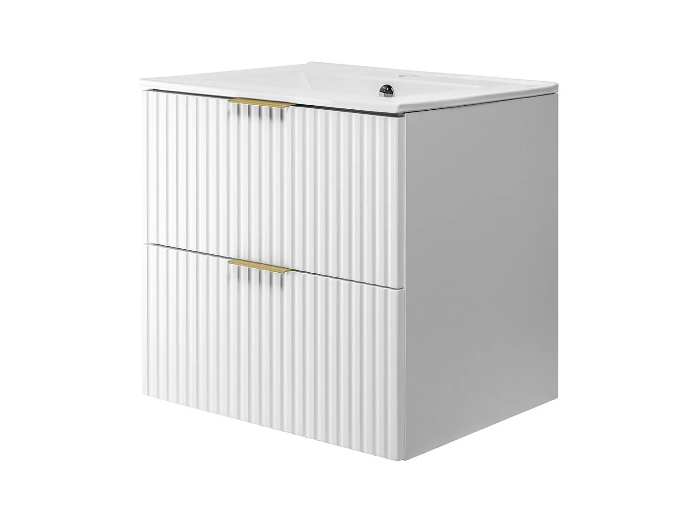 Waschbeckunterschrank, Weiß, 60 x 57 x 46 cm, Griff Gold, ohne Arbeitsplatte