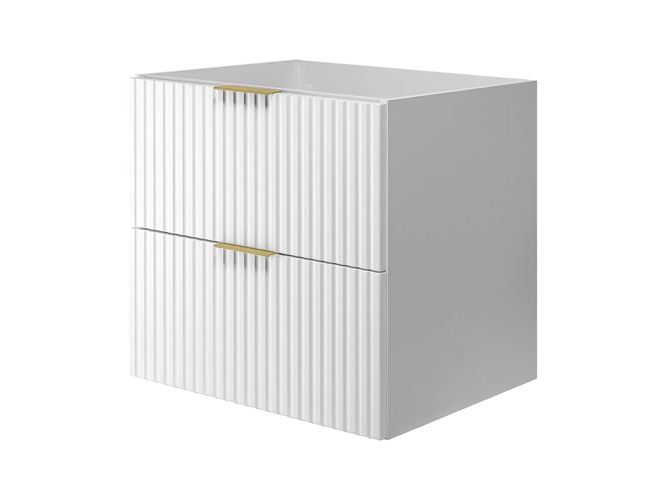 Meuble vasque, Blanc, 60 x 57 x 46 cm, poignée dorée, sans plateau