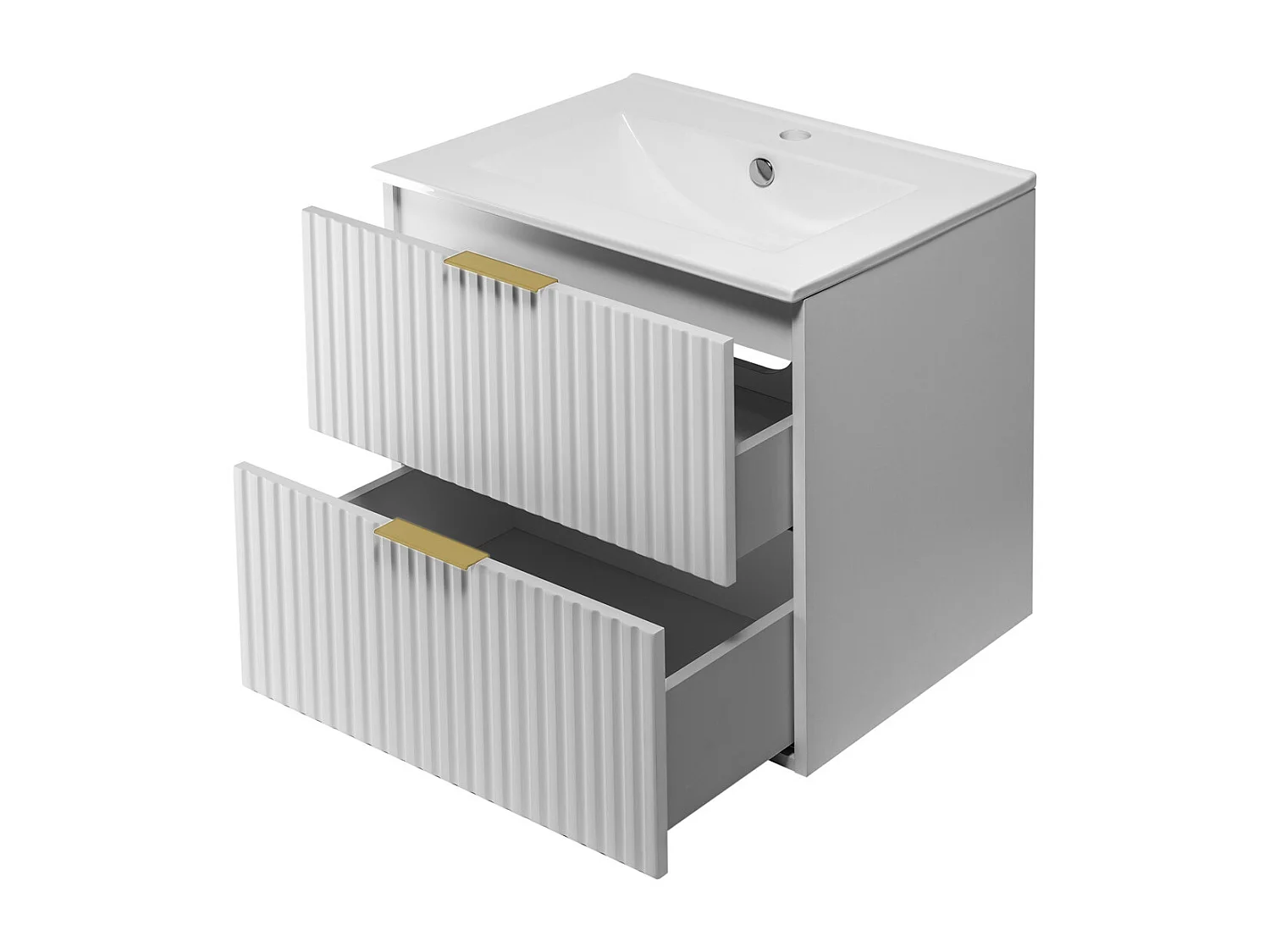 Mobile lavabo, Bianco, 60 x 57 x 46 cm, maniglia oro, senza piano