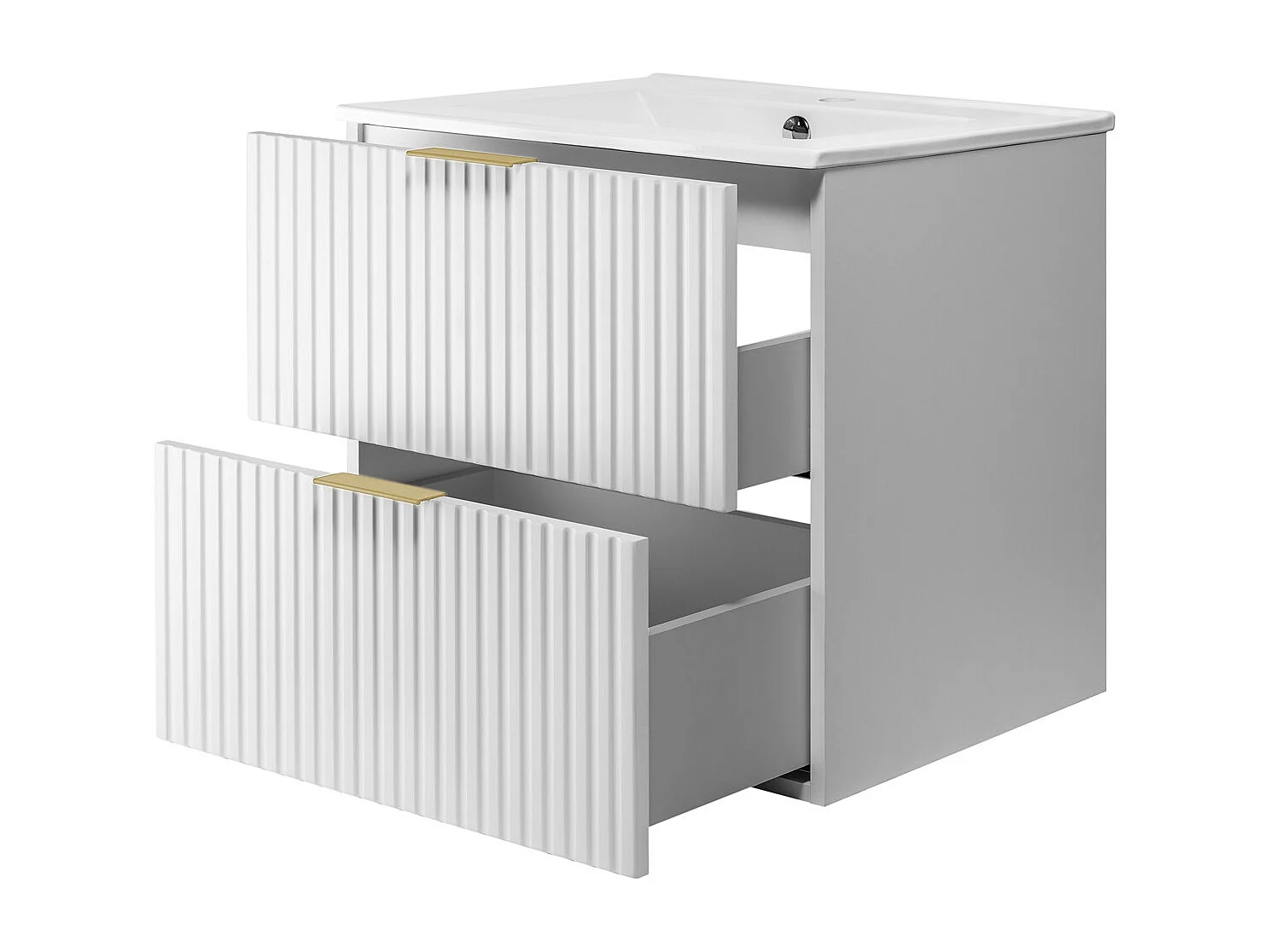 Mobile lavabo, Bianco, 60 x 57 x 46 cm, maniglia oro, senza piano