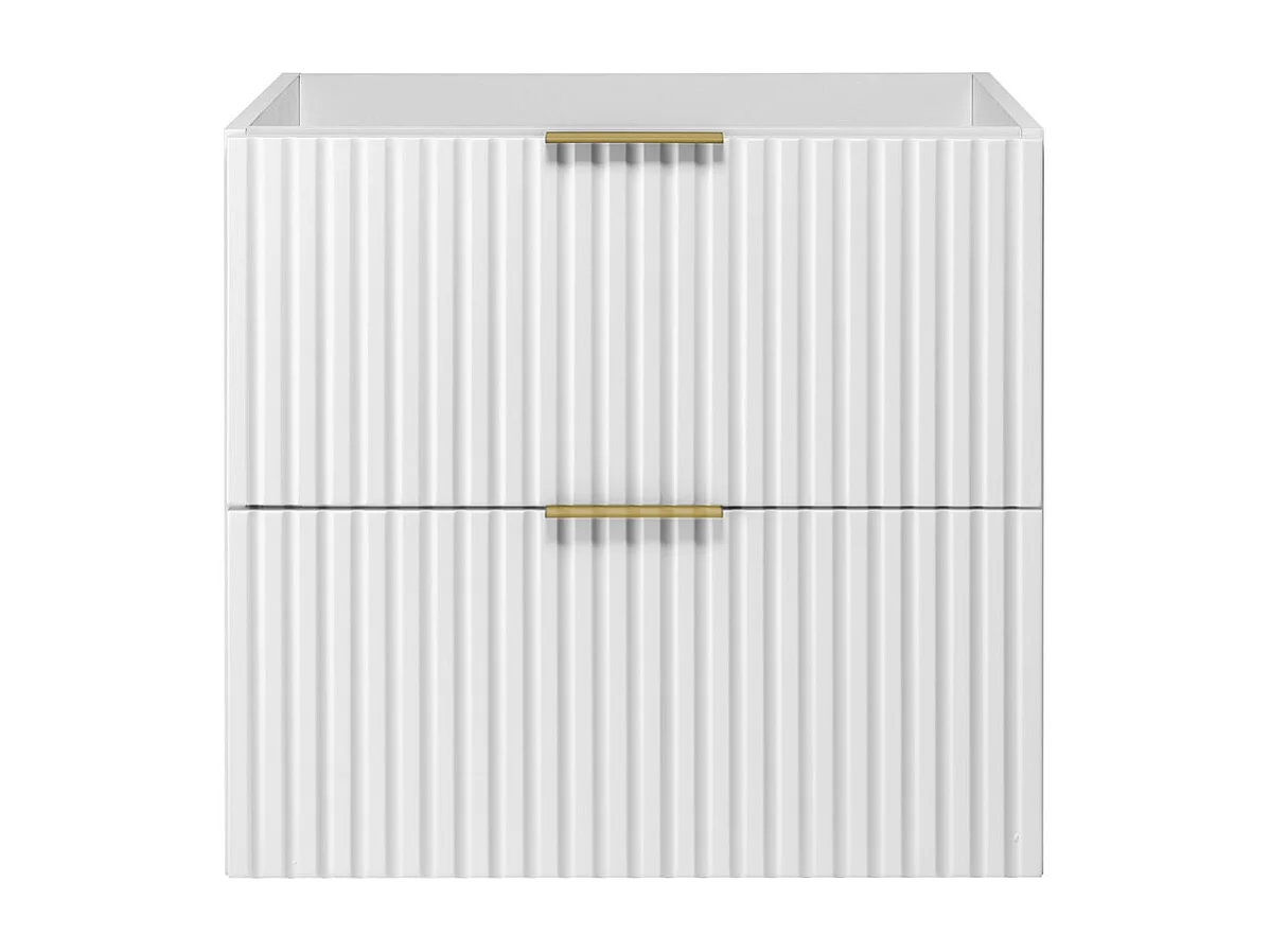 Meuble vasque, Blanc, 60 x 57 x 46 cm, poignée dorée, sans plateau