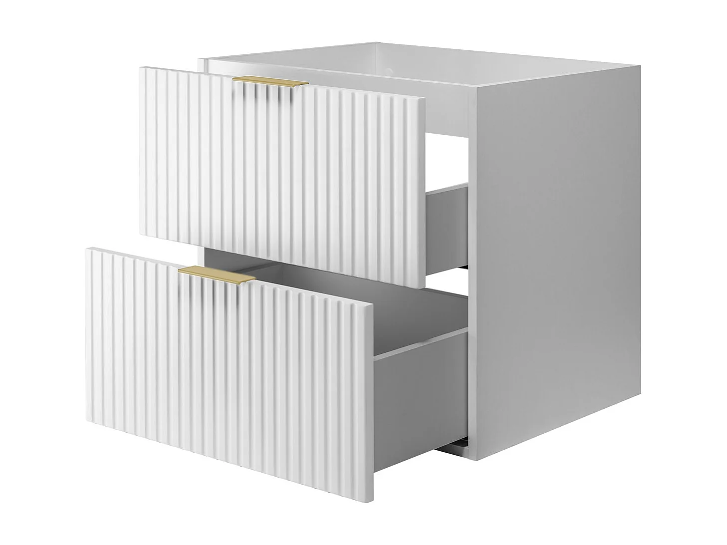 Meuble vasque, Blanc, 60 x 57 x 46 cm, poignée dorée, sans plateau