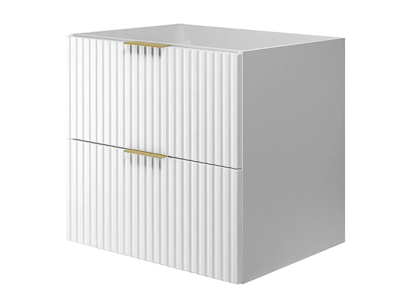 Wastafelmeubel, Wit, 60 x 57 x 46 cm, gouden handgreep, zonder bovenblad