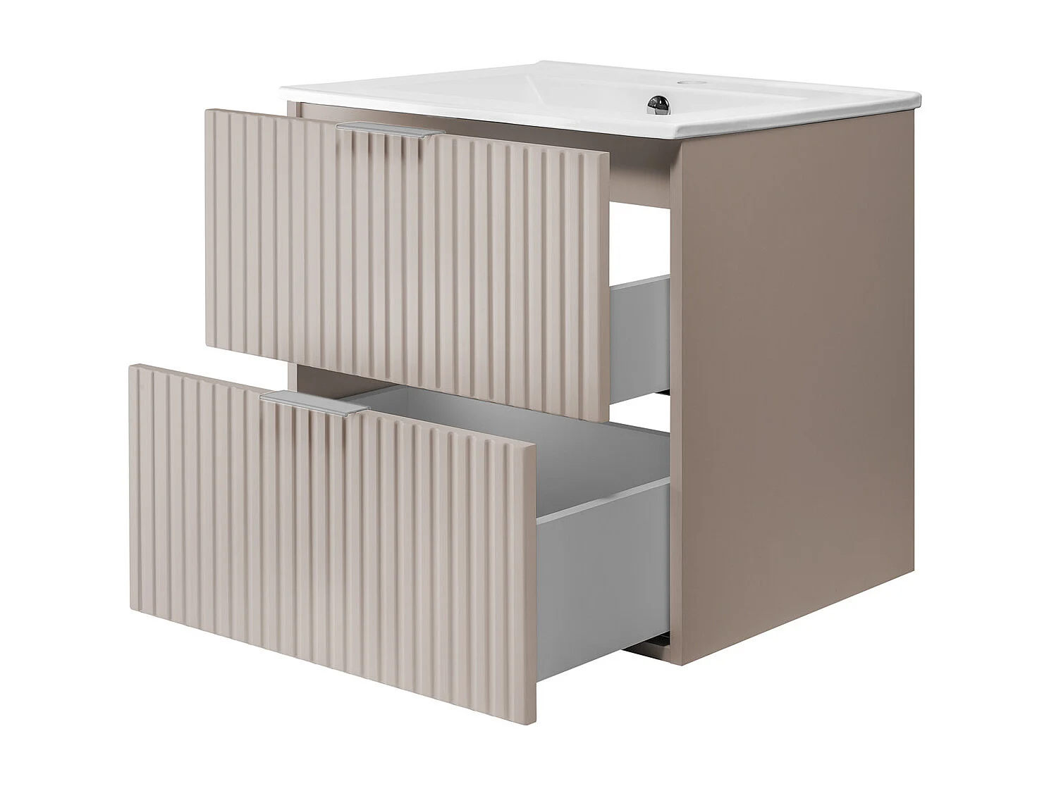 Meuble vasque, Cachemire, 60 x 57 x 46 cm, poignée argentée, sans plateau